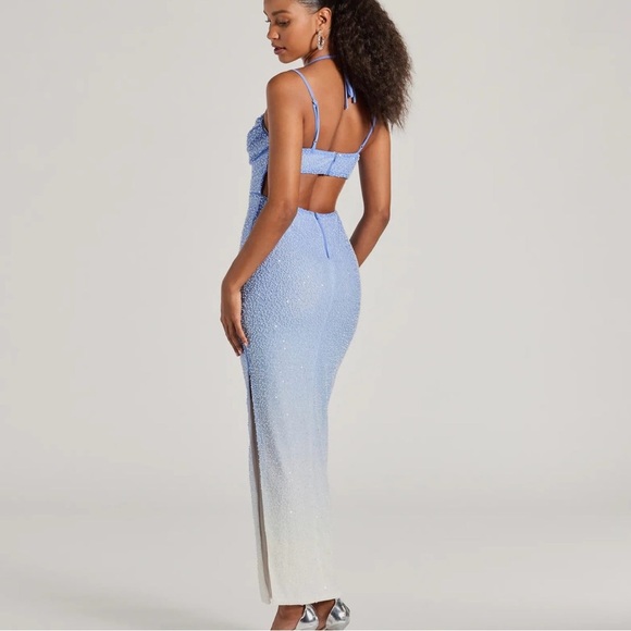 NWT Windsor Nia Beaded Ombre Mesh High Slit Formal Dress size XS - Picture 7 of 15